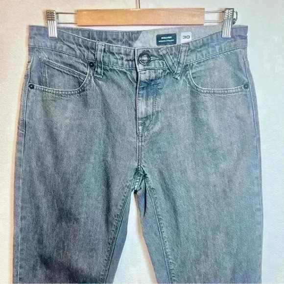 Volcom Men’s Solver Modern Straight Denim Jeans in Dark Gray Size 30 - Picture 2 of 12